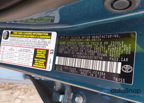 2025 Toyota Camry Se from USA, damaged, VIN 4T1DBADKXSU510716